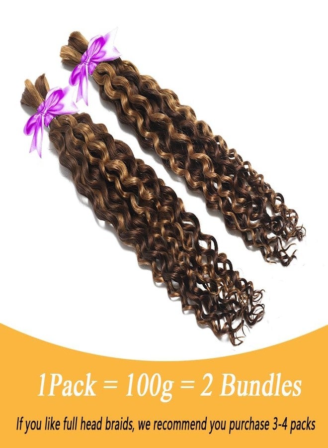 Miss Lee Human Braiding Hair for Boho Knotless Braids Bulk Curly Bundles Human Hair for Micro Braiding Wet and Wavy Water Wave No Weft Human Hair Extension for Box Boho Braids with 4/27# 18inch - Image 4